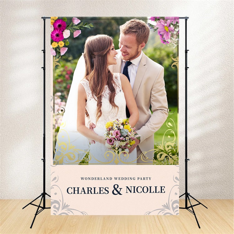 Personalized Wedding Backdrop Romantic Garden Floral Backdrop UK LXX2-129