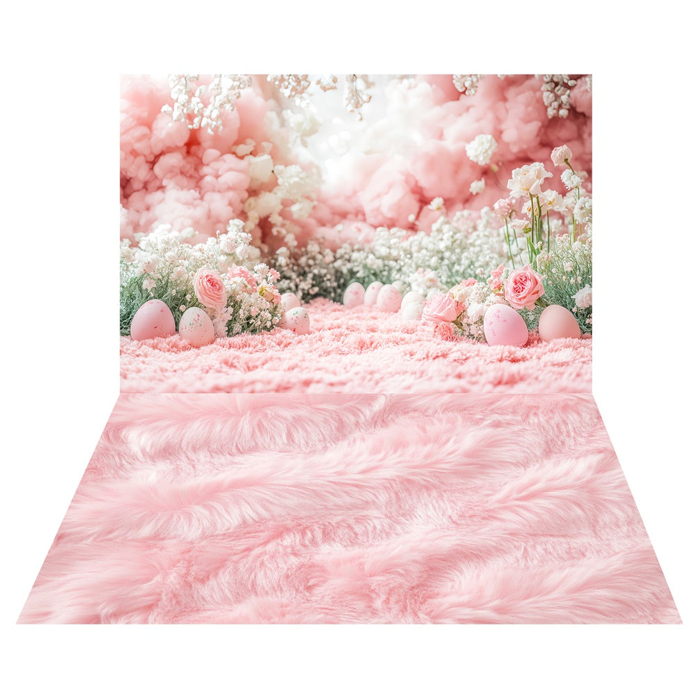 Blushing Bloom Easter Backdrop+Fluffy Fur Floor Backdrop UK LXX2-13