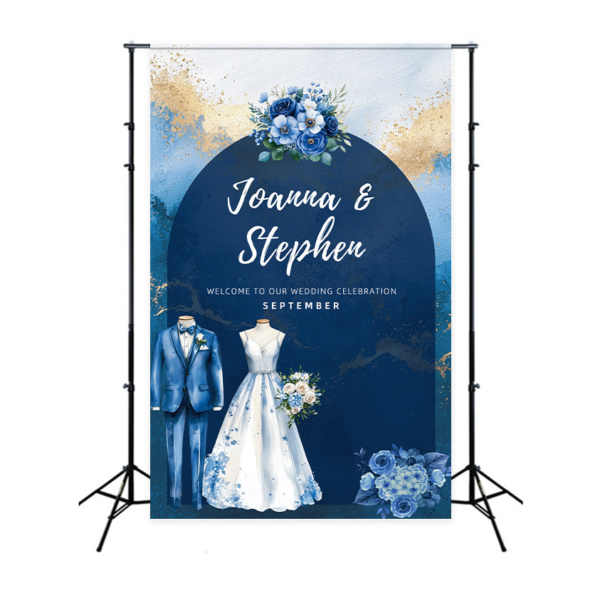 Custom Wedding Photo Backdrop Serene Blue Garden Wedding Backdrop UK LXX2-131