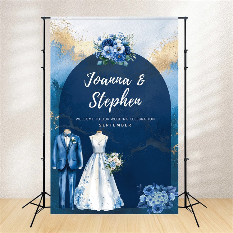 Custom Wedding Photo Backdrop Serene Blue Garden Wedding Backdrop UK LXX2-131