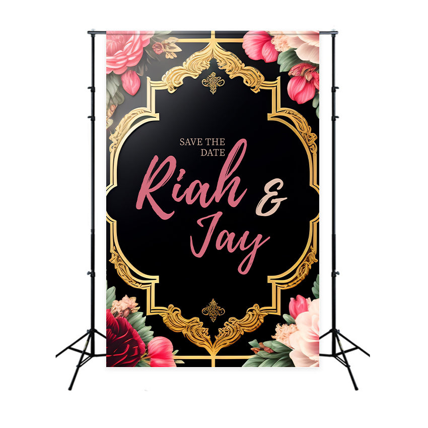 Customized Backdrop For Wedding Timeless Rose Gold Frame Backdrop UK LXX2-135