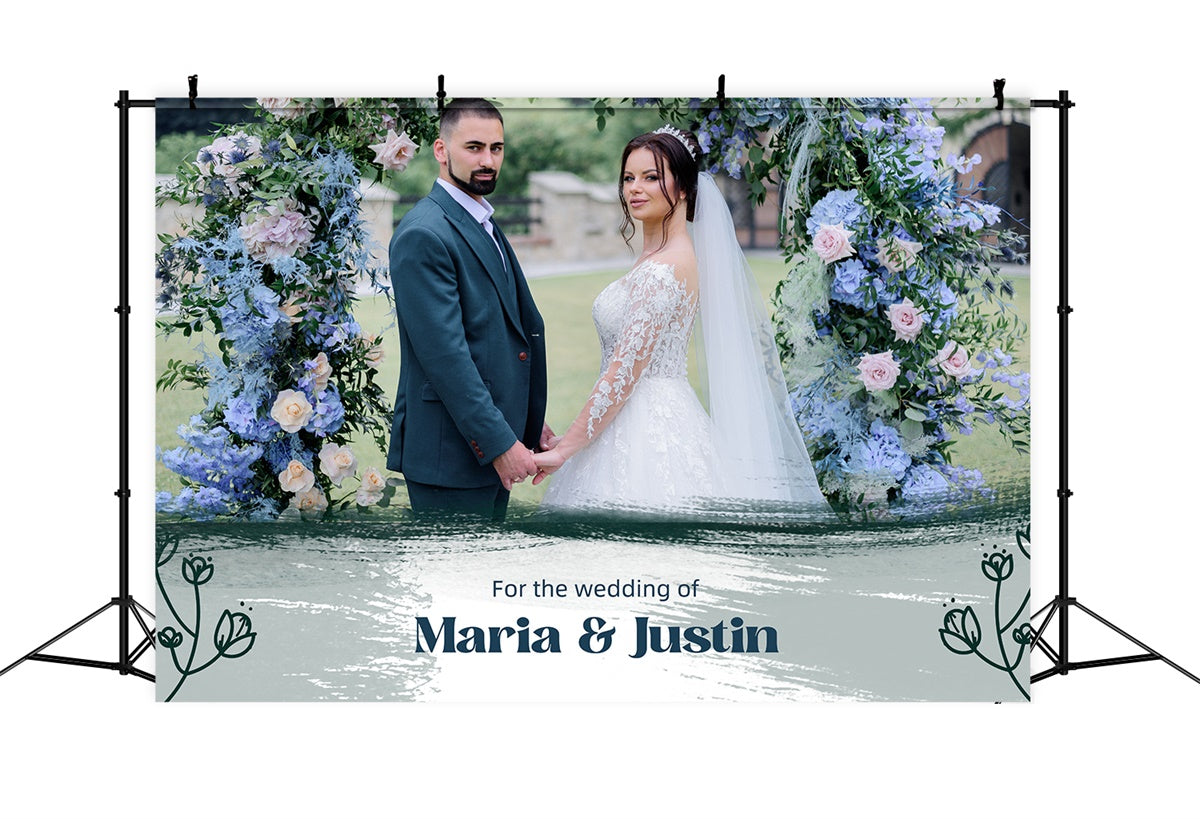 Custom Wedding Photo Backdrop Elegant Green Floral Arch Backdrop UK LXX2-138