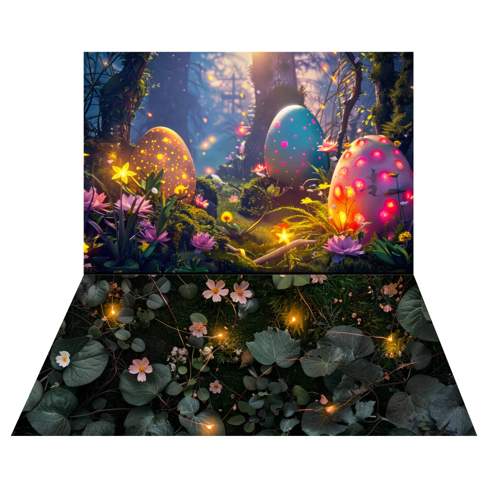 Easter Fantasy Glow Egg Backdrop+Floral Light Floor Backdrop UK LXX2-14