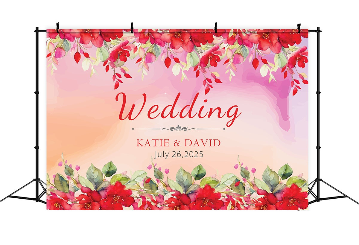 Wedding Backdrop Ideas Delicate Red Blossoms Romantic Backdrop UK LXX2-147