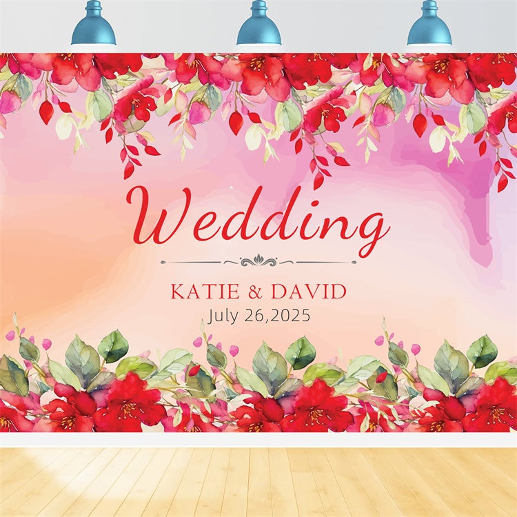 Wedding Backdrop Ideas Delicate Red Blossoms Romantic Backdrop UK LXX2-147