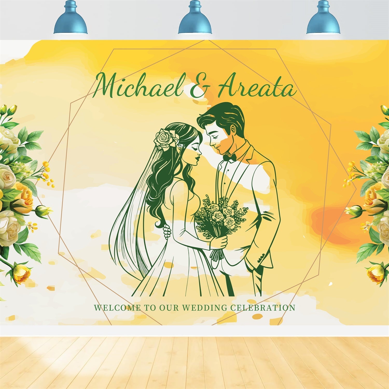 Wedding Backdrops For Photos Romantic Yellow Floral Backdrop UK LXX2-149