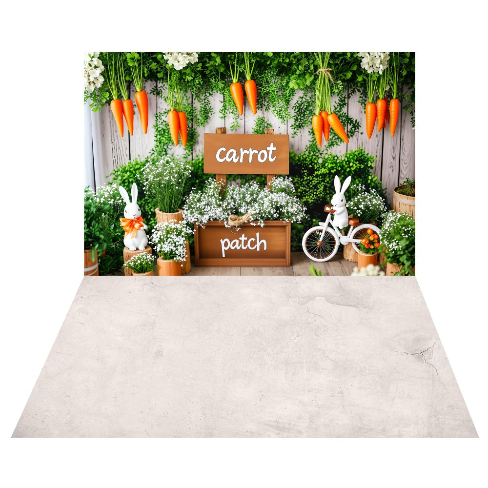 Spring Easter Carrot Market Backdrop+Light Textured Floor Backdrop UK LXX2-15