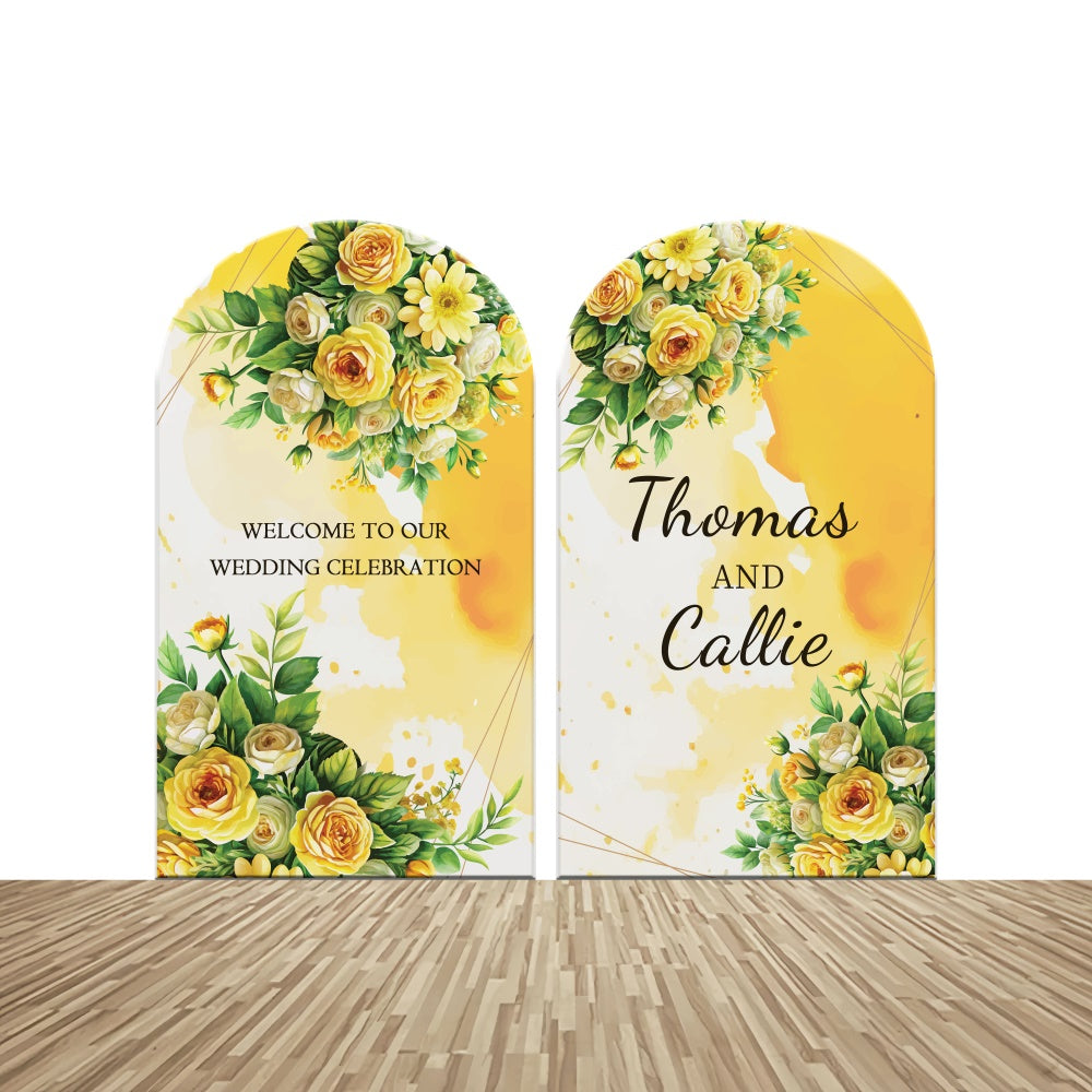 Customized Wedding Backdrop Bright Yellow Floral Arch Backdrop Kit UK LXX2-150