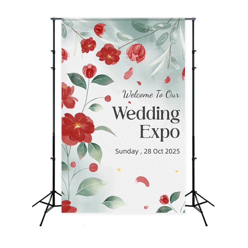 Custom Backdrop Wedding Romantic Floral Wedding Expo Backdrop UK LXX2-169