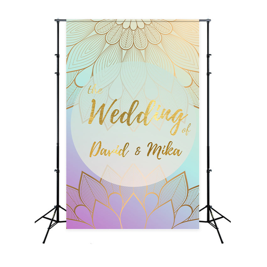 Custom Backdrop Wedding Golden Mandala Invitation Card Backdrop UK LXX2-175