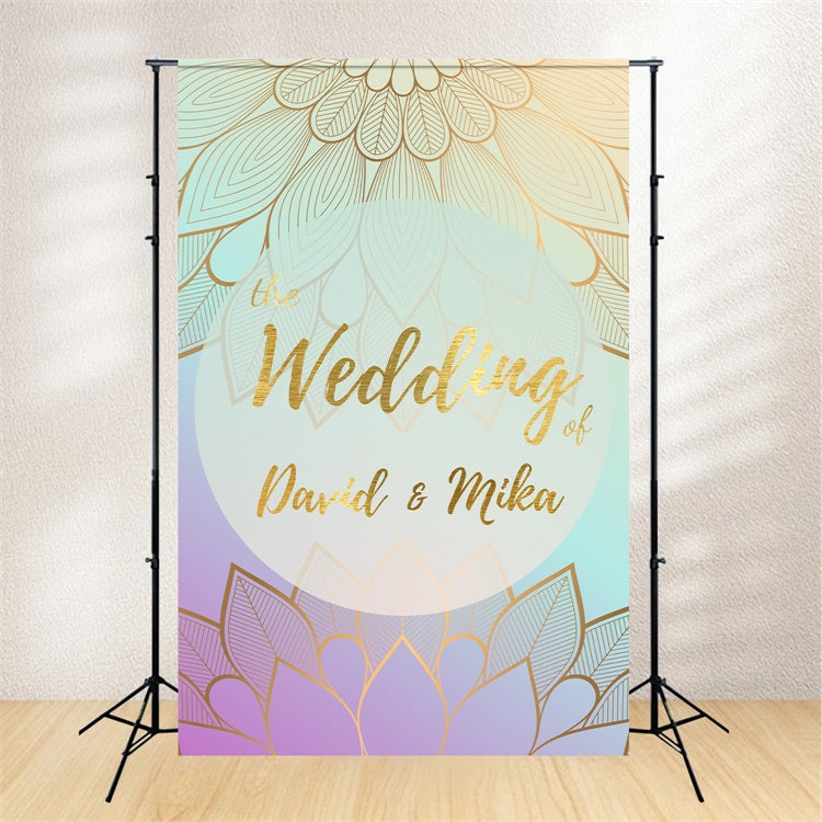 Custom Backdrop Wedding Golden Mandala Invitation Card Backdrop UK LXX2-175