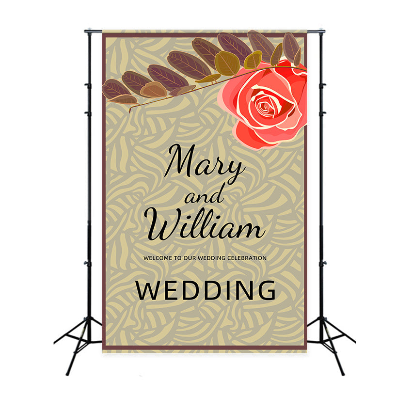 Custom Wedding Backdrops Vintage Rose Invitation Design Backdrop UK LXX2-176