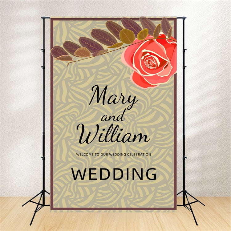 Custom Wedding Backdrops Vintage Rose Invitation Design Backdrop UK LXX2-176