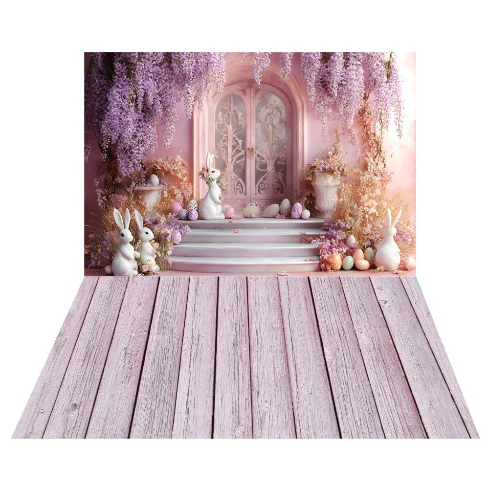 Lavender Easter Entry Backdrop+Blush Pink Wood Floor Backdrop UK LXX2-199