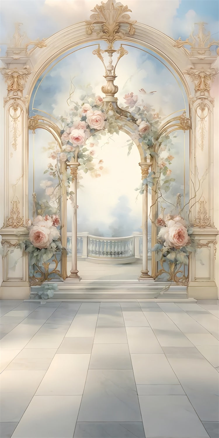 Backdrops Fine Art Royal Arch Elegant Rose Sweep Backdrop UK LXX2-263