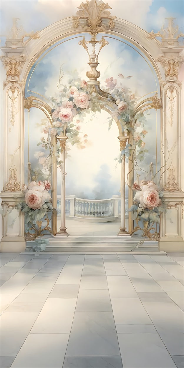 Backdrops Fine Art Royal Arch Elegant Rose Sweep Backdrop UK LXX2-263