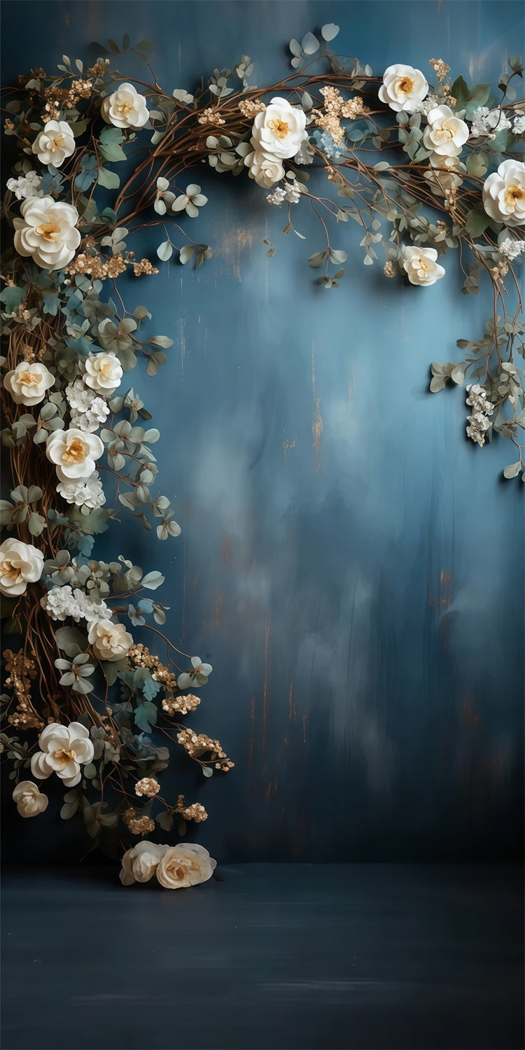 Artistic Backdrops Vintage Blue Floral Arch Sweep Backdrop UK LXX2-265