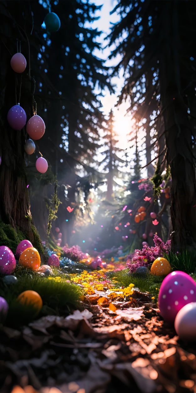 Easter Photo Backdrop Dreamy Forest Colorful Egg Sweep Backdrop UK LXX2-275