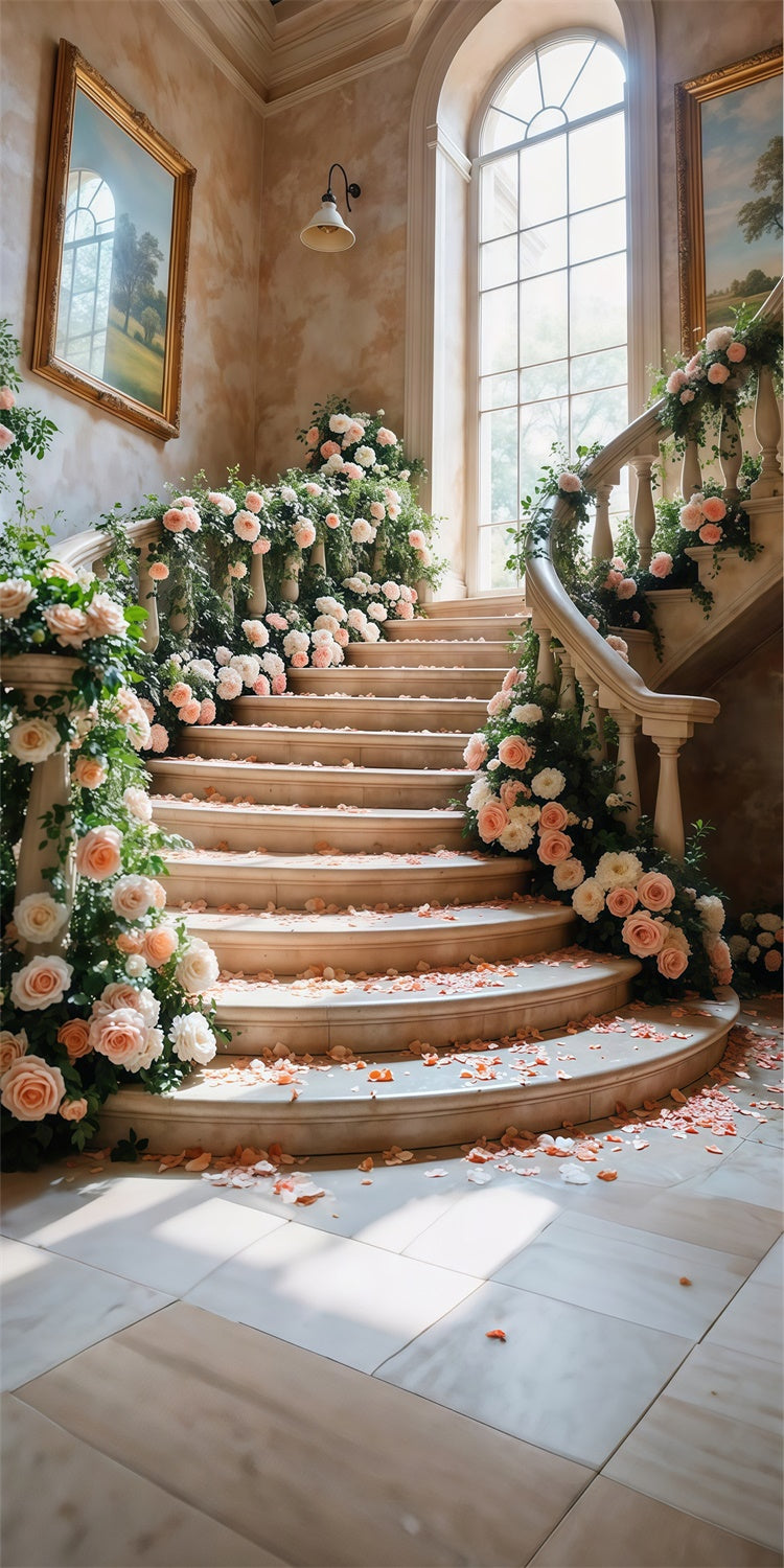 Backdrop Spring Romantic Staircase Floral Elegance Sweep Backdrop UK LXX2-277