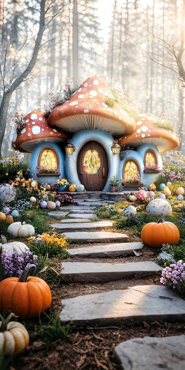 Easter Photo Backdrop Enchanted Forest Mushroom Home Sweep Backdrop UK LXX2-300