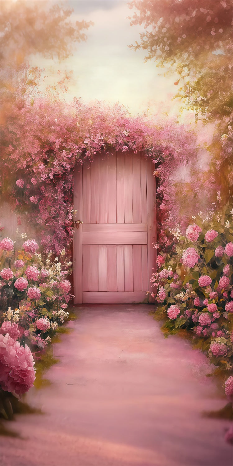 Floral Photography Backdrop Pink Floral Garden Door Sweep Backdrop UK LXX2-302