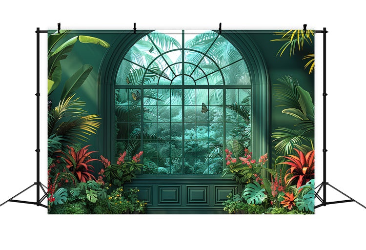 Backdrops For Spring Lush Tropical Garden Window Backdrop UK LXX2-31