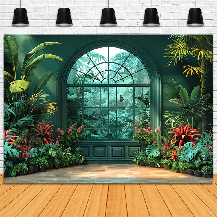 Backdrops For Spring Lush Tropical Garden Window Backdrop UK LXX2-31