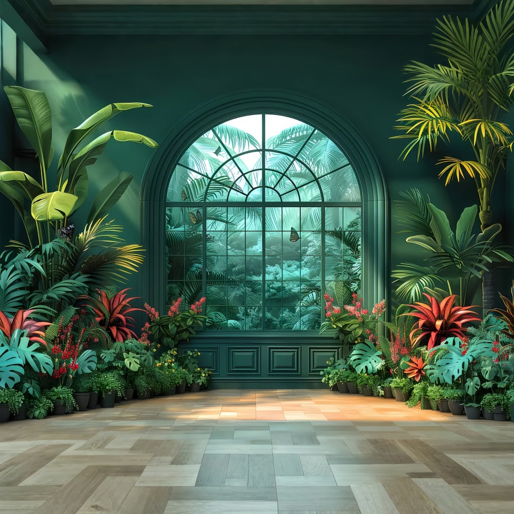 Backdrops For Spring Lush Tropical Garden Window Backdrop UK LXX2-31