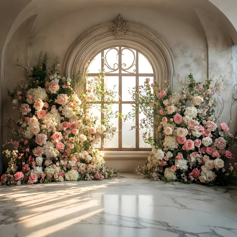 Spring Backdrop Ideas Pink Rose Beautiful Window Backdrop UK LXX2-36