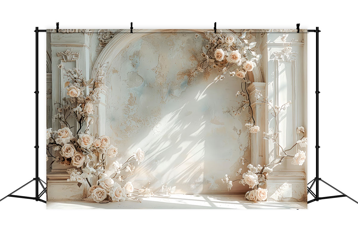 Spring Photography Backdrop Dreamy White Floral Arch Backdrop UK LXX2-37