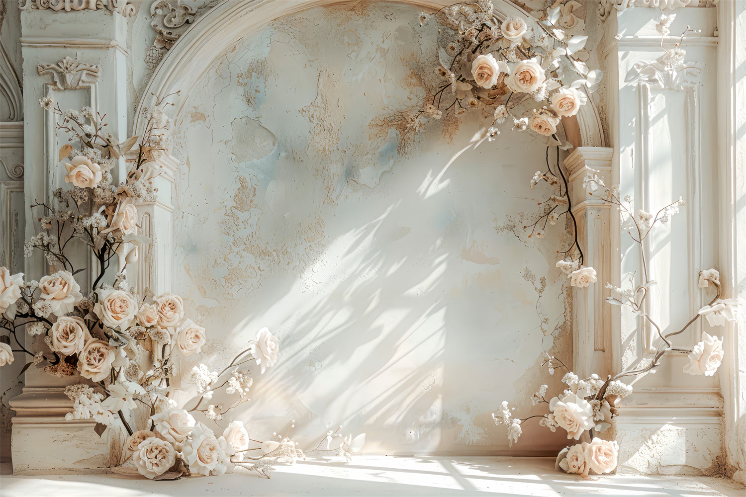 Spring Photography Backdrop Dreamy White Floral Arch Backdrop UK LXX2-37