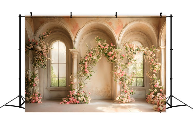 Spring Backdrops Floral Archway Elegant Window Backdrop UK LXX2-41