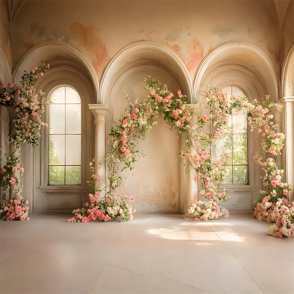 Spring Backdrops Floral Archway Elegant Window Backdrop UK LXX2-41