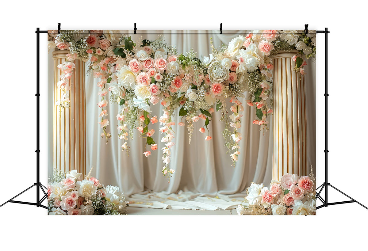 Spring Backdrop Ideas Vintage Pillar Floral Arch Backdrop UK LXX2-42