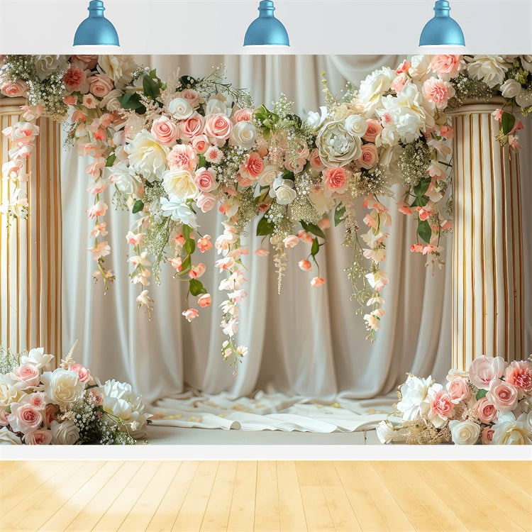 Spring Backdrop Ideas Vintage Pillar Floral Arch Backdrop UK LXX2-42