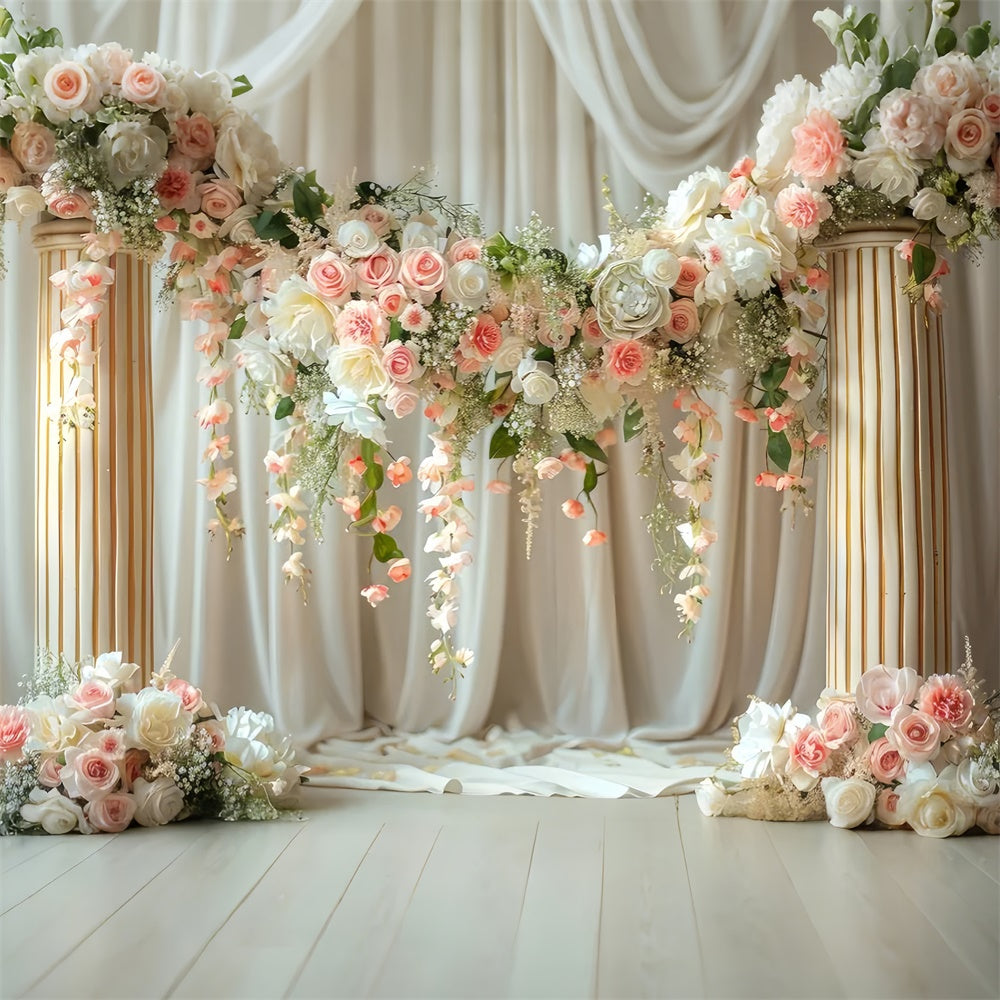 Spring Backdrop Ideas Vintage Pillar Floral Arch Backdrop UK LXX2-42