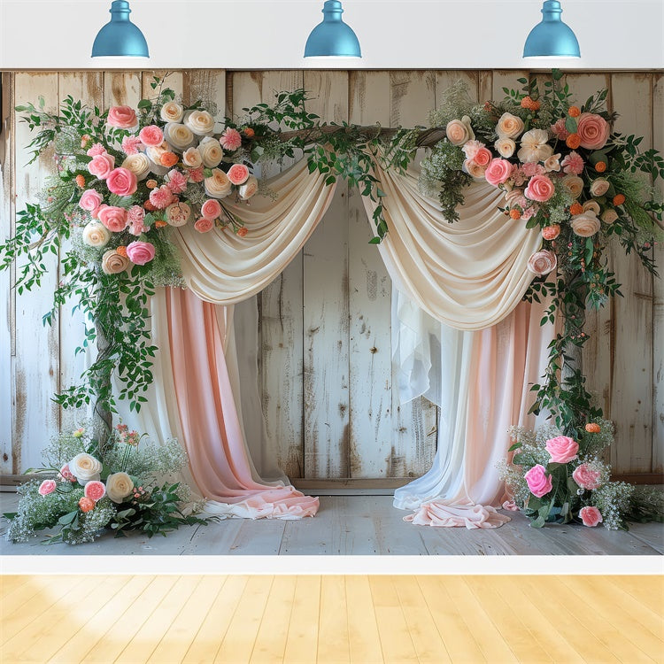 Spring Floral Backdrop Rustic Floral Draped Archway Backdrop UK LXX2-43