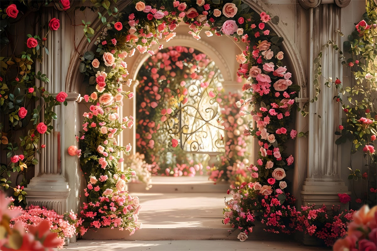 Spring Photo Backdrop Romantic Garden Pathway Rose Backdrop UK LXX2-45