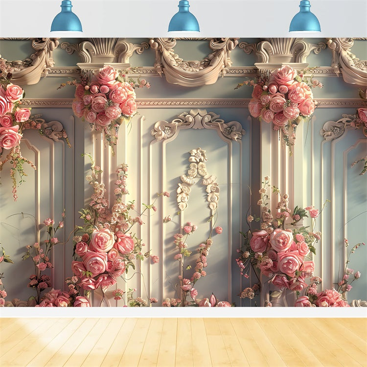 Backdrops For Spring Luxurious Vintage Rose Wall Backdrop UK LXX2-47