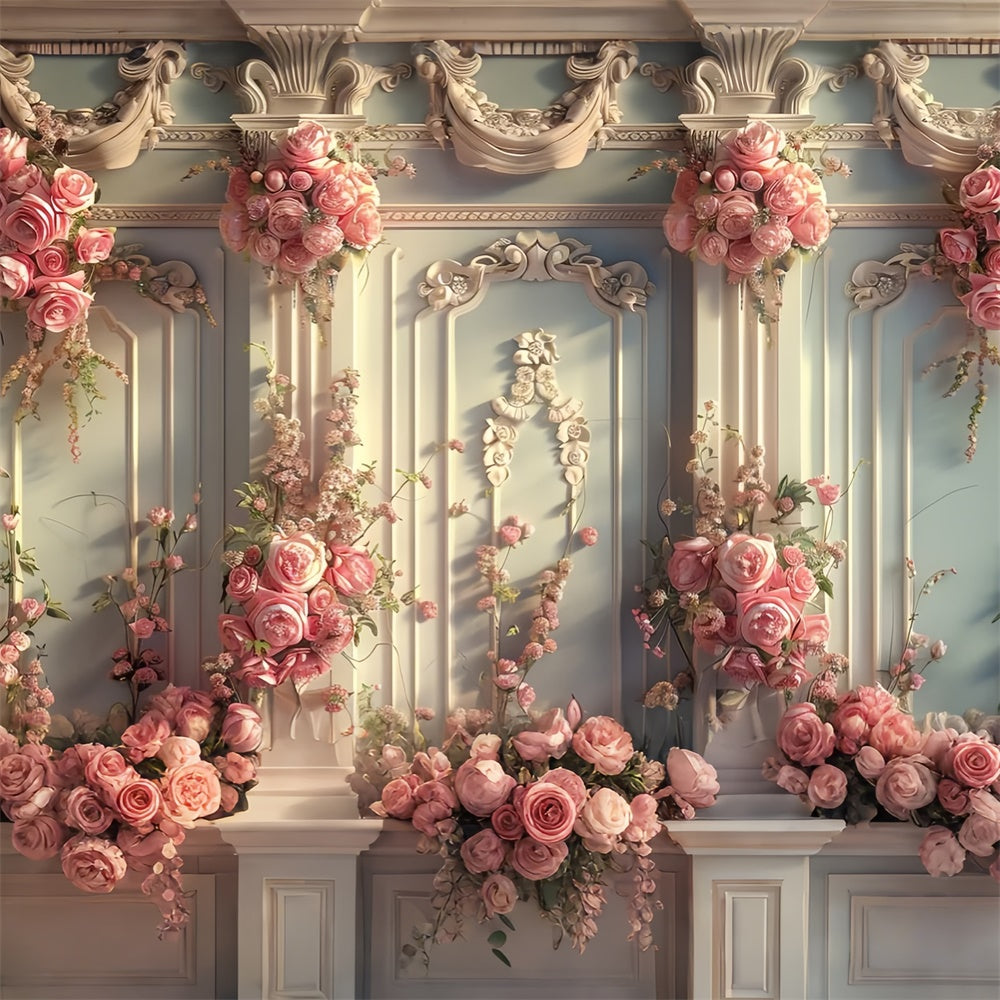 Backdrops For Spring Luxurious Vintage Rose Wall Backdrop UK LXX2-47