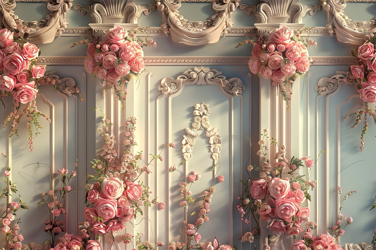 Backdrops For Spring Luxurious Vintage Rose Wall Backdrop UK LXX2-47