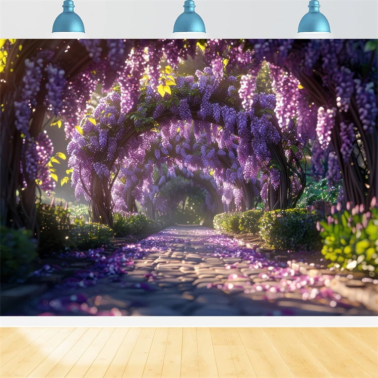 Backdrop Spring Elegant Violet Wisteria Garden Backdrop UK LXX2-48