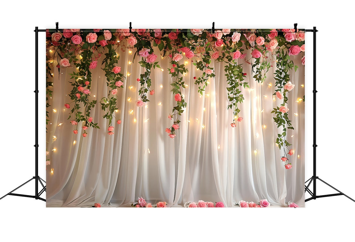 Spring Floral Backdrop Warm Glow Hanging Rose Backdrop UK LXX2-49