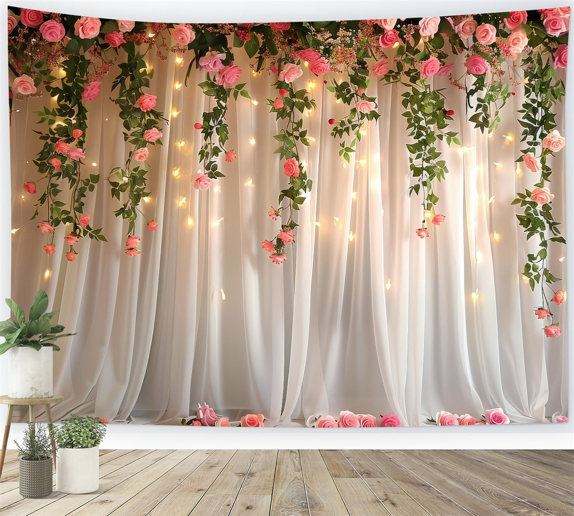 Spring Floral Backdrop Warm Glow Hanging Rose Backdrop UK LXX2-49