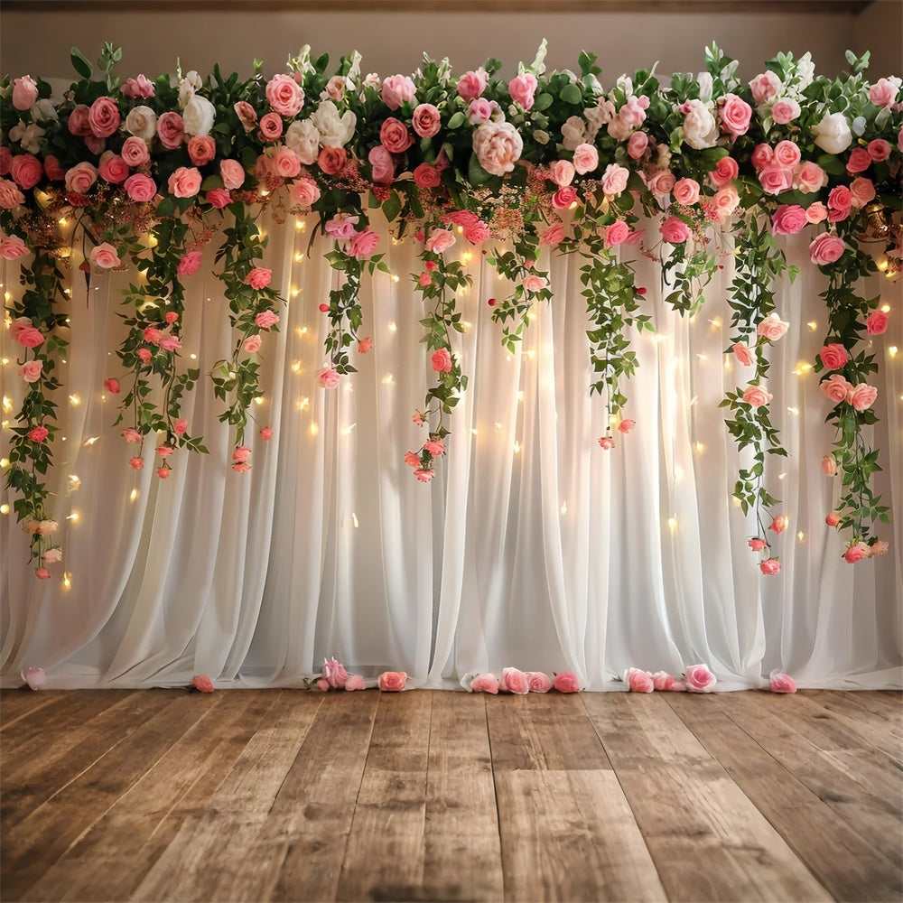 Spring Floral Backdrop Warm Glow Hanging Rose Backdrop UK LXX2-49