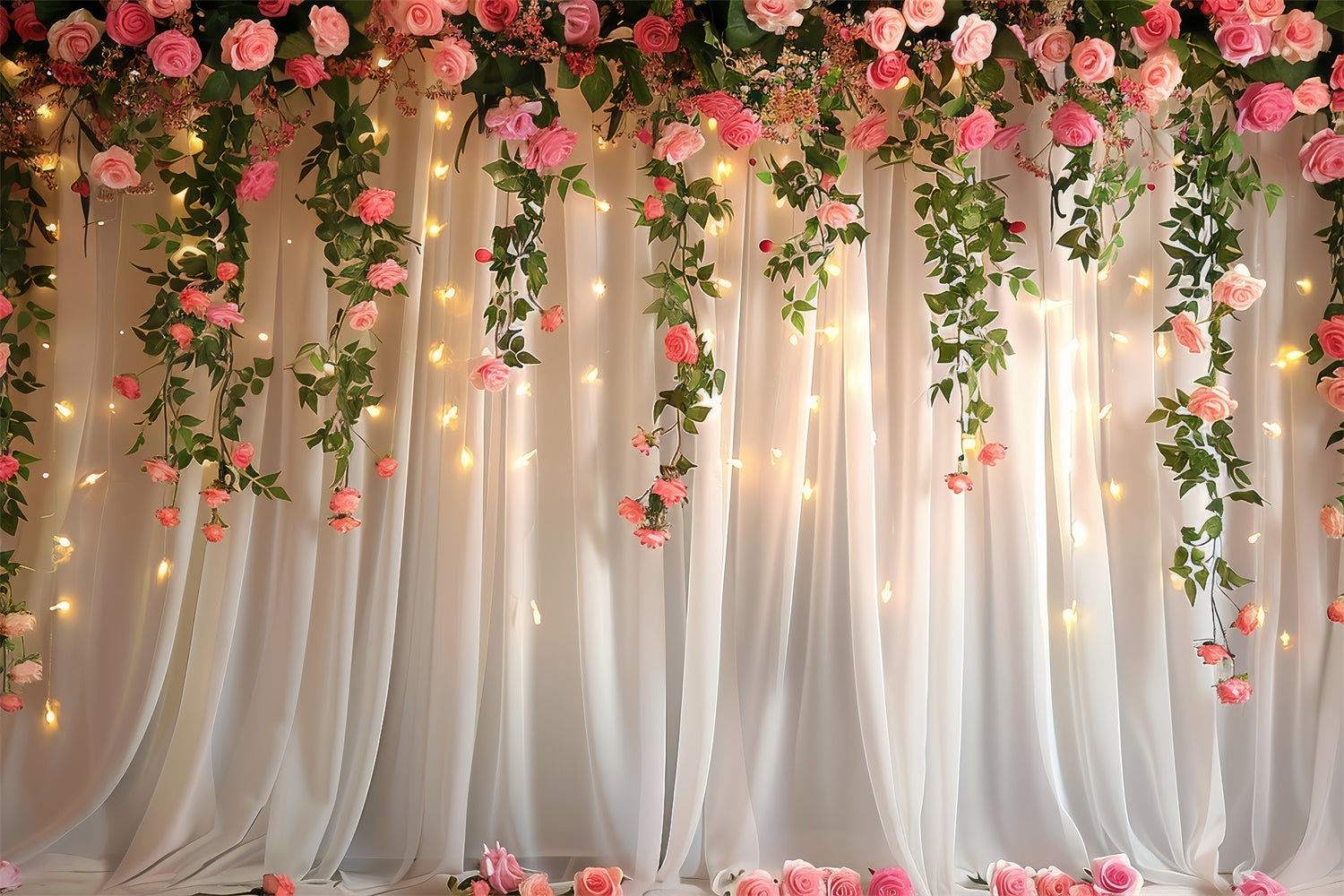 Spring Floral Backdrop Warm Glow Hanging Rose Backdrop UK LXX2-49