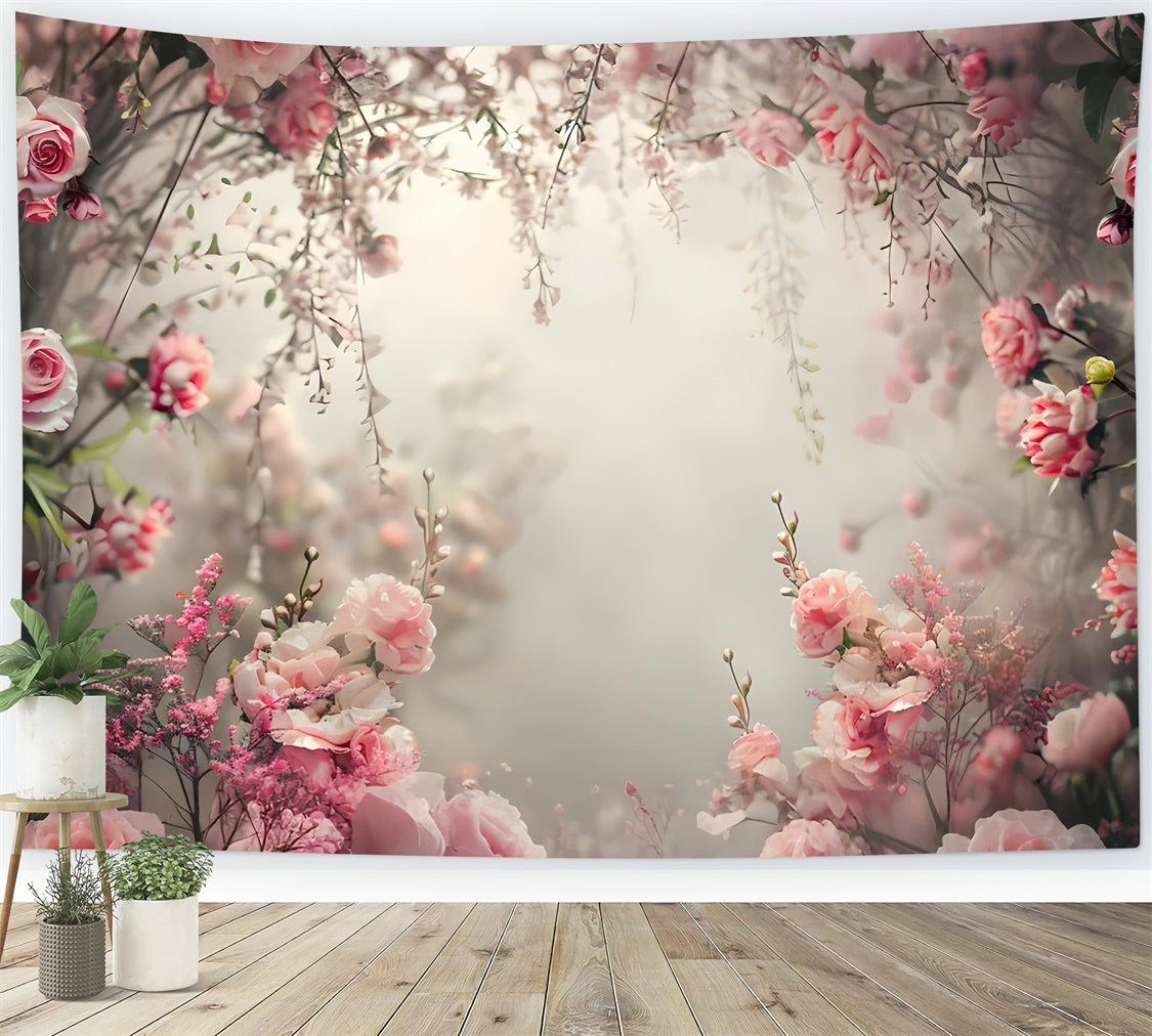 Spring Photography Backdrop Soft Blush Rose Misty Backdrop UK LXX2-50