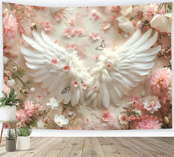 Spring Photo Backdrop Angelic Wings Soft Petals Backdrop UK LXX2-51