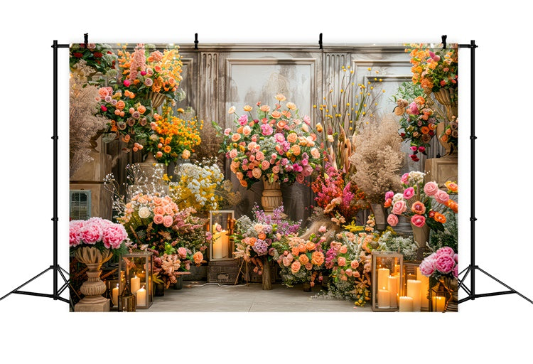 Backdrop Spring Vintage Floral Romantic Candlelit Backdrop UK LXX2-56