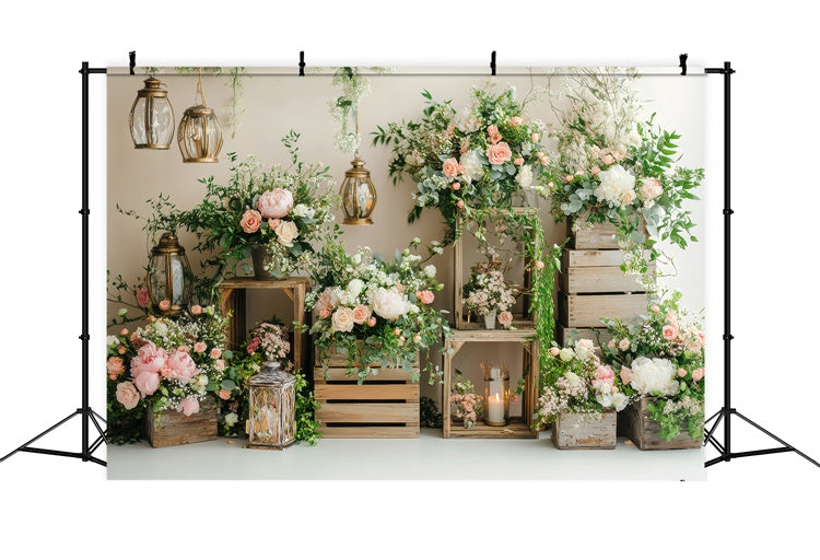 Spring Floral Backdrop Enchanted Boho Floral Lantern Backdrop UK LXX2-58